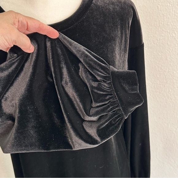 Dkny Women's Velvet Bubble Sleeve Dress Sz S Black - Picture 3 of 8
